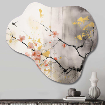 Asian Art Sumi Blossom I - Asymmetric Metal Wall Art